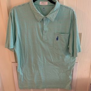 johnnie-O BOYS Green & White Striped Polo Size 16